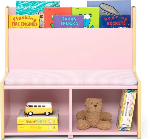 Vista 5 de Delta Children - Rincón de lectura GapKids con banco acolchado - Certificado Greenguard Gold, rosa rubor