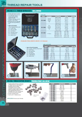 Vista 3 de HHIP 1011-0081 Kit de reparación de roscas helicoidales STI de 31 piezas 1/4-20