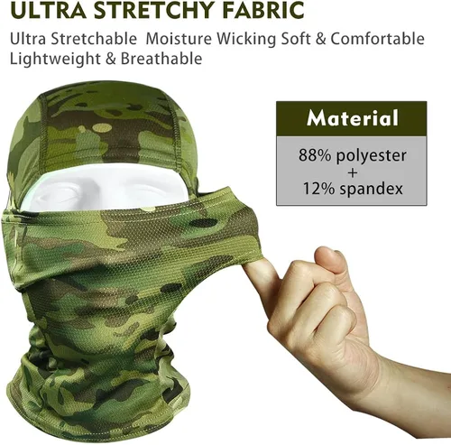 Vista 3 de Máscara facial de camuflaje militar bandana pasamontañas capucha para hombres y mujeres entrenamiento táctico ciclismo esquí resistente al viento