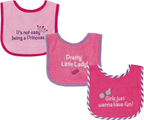 Vista 10 de Luvable Friends Baby Cotton Terry Drooler Bibs with PEVA Back, Transportation, One