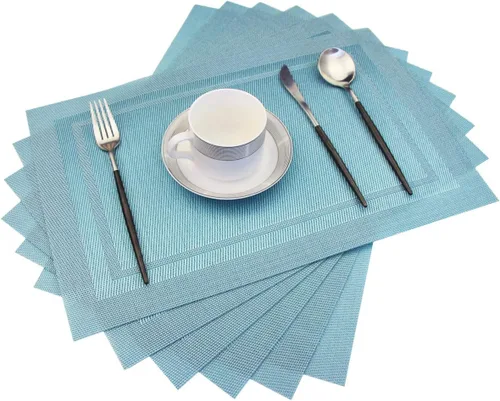 Vista 32 de PIGCHCY Juego de 4 manteles individuales en forma de cuña para mesa de comedor, tejido cruzado, lavables, resistentes al calor, manteles Bambúes