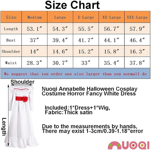 Vista 3 de Nuoqi Disfraz de película de terror de lujo para mujer disfraz de Halloween y terror