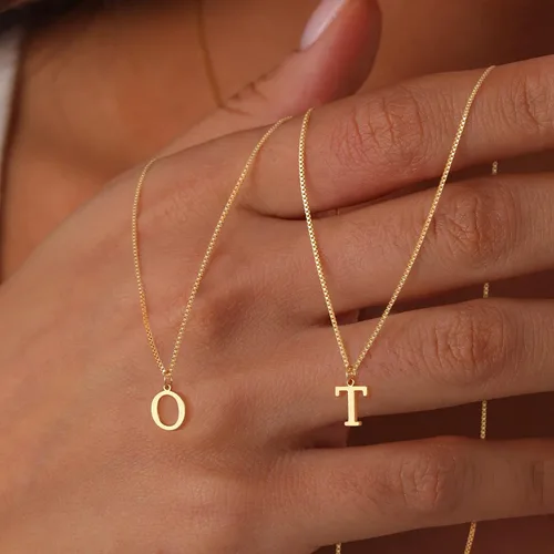 Vista 5 de Foxgirl Gold Initial Necklaces for Women Girls, Dainty Gold Letter Necklace Tiny A-Z Pendant Choker Necklace Trendy Cute Personalized Monogram Name