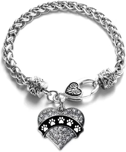 Vista 199 de Inspired Silver - Pulsera de plata con dije de corazón pavé con joyas de circonita cúbica