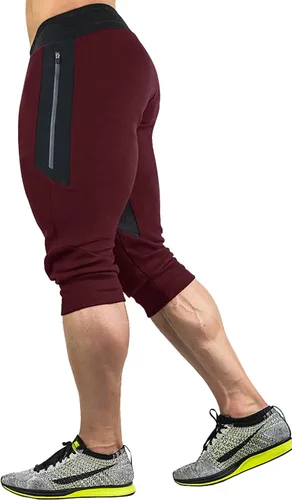 Vista 2 de FASKUNOIE - Pantalones deportivos cortos para hombre, pantalones capri casuales de algodón, pantalones cortos de 34 hasta por debajo de la rodilla