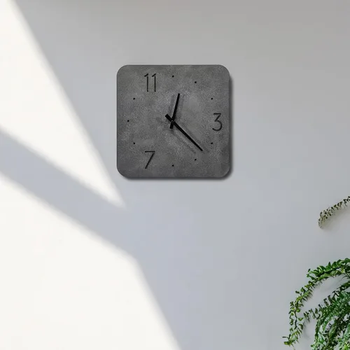 Vista 2 de [PJ Collection] Reloj de madera con acento de cemento de 12 pulgadas, reloj de madera de color cemento, reloj de pared cuadrado de madera, reloj