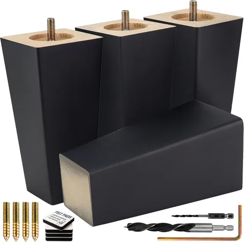 Vista 17 de Airy Abode Patas cuadradas premium de muebles en negro (kit de instalación completa) - Elige tu
