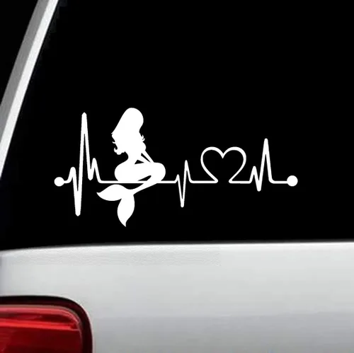 Vista 2 de Calcomanía para monitor de latidos de corazón de sirena (blanco, 7 pulgadas)