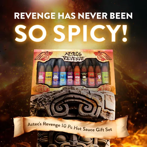 Vista 2 de Set de regalo de variedad de salsa picante estilo mexicano Aztecs Revenge - 10 botellas de salsa picante