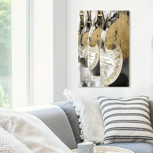 Vista 3 de The Oliver Gal Artist Co. Lienzo decorativo para pared, diseño de bebidas y bebidas espirituosas con texto en inglés "Golden Champagne Feast