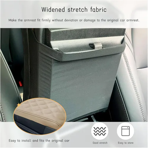Vista 4 de Ziciner Funda para Consola Central de Coche, Cojín de Apoyo para Reposabrazos de Espuma Viscoelástica de Cuero, Almohada Impermeable para Manos