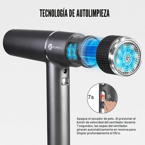 Vista 5 de slopehill Secador de pelo con motor único sin escobillas Diagnóstico inteligente de fallas Microfiltro innovador Tecnología Oxy Active Gris