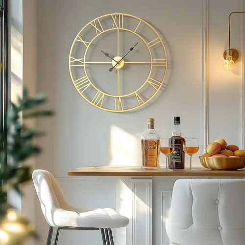 Vista 52 de Cuspin Reloj de pared de 24 pulgadas con engranajes, reloj de metal