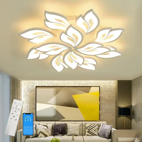 Vista 9 de Modern Floral LED Ceiling Light with Remote Control, 36W,Ceiling Light Fixture,Supports APP dimming, Suitable for bedrooms, Balconies, hallways