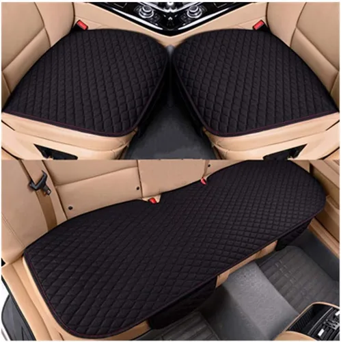 Vista 10 de Funda de cojín para asiento de automóvil con bolsillo pequeño, ajuste universal, tela acolchada, alfombrilla transpirable para conducción, 2