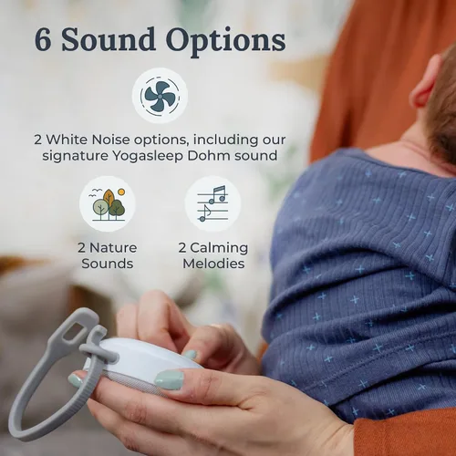 Vista 3 de Yogasleep Hushh 2 - Máquina de sonido portátil para bebés y niños, nuevo clip reforzado, botones retroiluminados, luz nocturna, 6 sonidos naturales