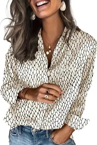Vista 9 de Zeagoo Blusas de satén para mujer, camisas de seda con botones de manga larga, blusas casuales de negocios