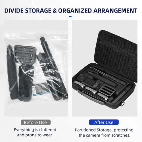 Vista 4 de Funda de transporte X4 para Insta360 X4 Air, bolsa protectora de almacenamiento de carcasa rígida portátil, funda de asa de viaje con capacidad