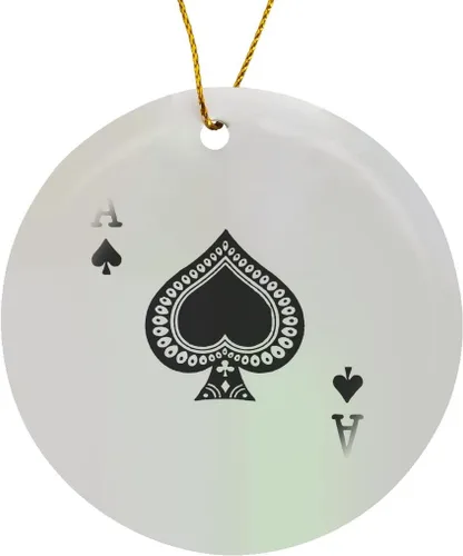 Vista 8 de 3dRose ORN_76552_1 Ace of Spades - Juego de espada negra, adorno de copo de nieve, porcelana, 3 pulgadas