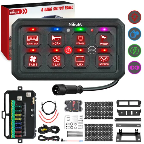 Vista 10 de Nilight Sistema de relé de control de circuito azul 12V 24V del panel
