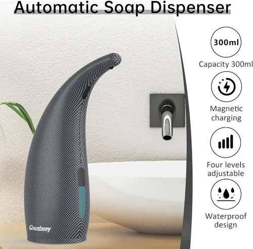 Vista 2 de Automatic Soap Dispenser Touchless Rechargeable 10 oz, Gray Argyle Azul Gris Argyle