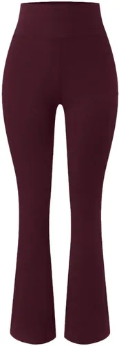 Vista 3 de Pantalones de yoga para mujer, cintura alta, elásticos, acampanados, con control de abdomen, pantalones de entrenamiento, pantalones activos