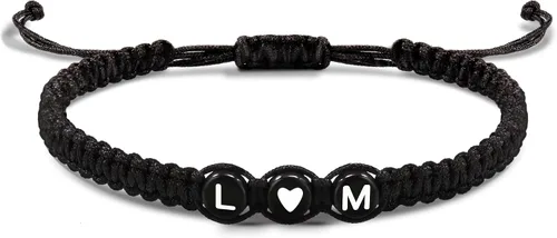 Vista 73 de Pulseras con iniciales para mujeres y hombres, regalos para novia, novio, pulseras de letras "I Love You", regalos para ella, él, mejor amigo