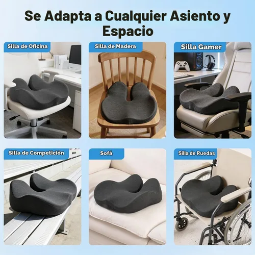 Vista 5 de Cojín para silla de oficina, alivio de presión para coxis, comodidad larga para sentarse