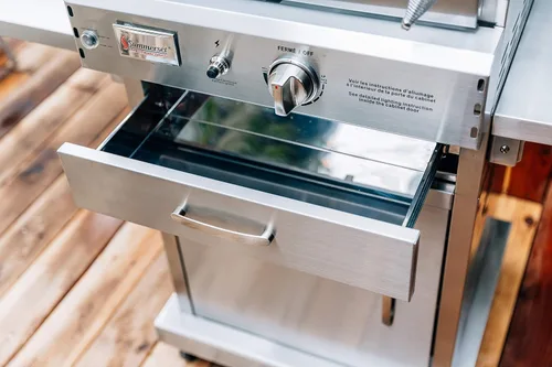 Vista 6 de Summerset Horno de gas independiente de gran capacidad para exteriores 'The Oven' con piedra para pizza, caja de ahumador y carrito móvil