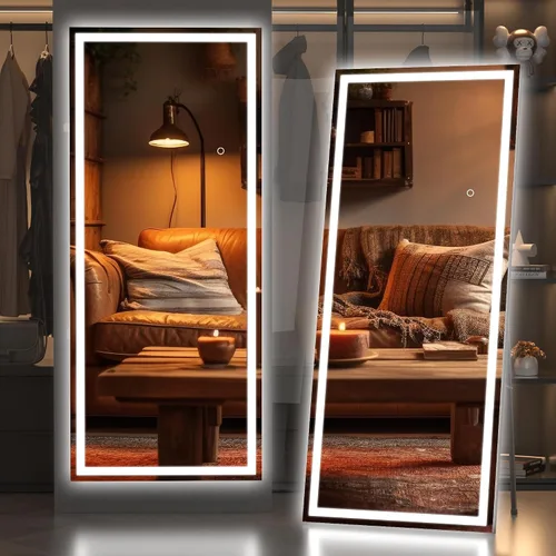 Vista 17 de Hasipu - Espejo de cuerpo entero con luces, 56 x 16 pulgadas, espejo de pie con led para montaje en pared para sala de estar, dormitorio