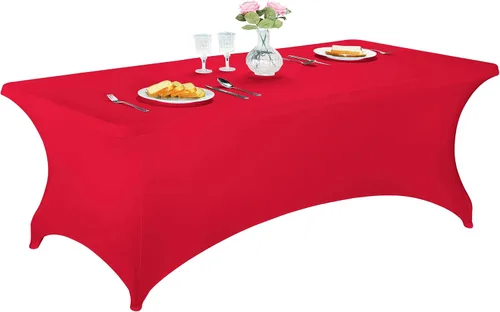 Vista 62 de LZY Mantel de mesa elástico ajustable de elastano para mesa plegable de 4, 6 o 8 pies, mantel rectangular de cóctel, perfecto para fiestas o Manzana