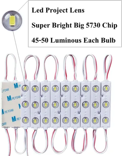 Vista 2 de Speller Módulo 5730 de 9.8 pies, 3 luces LED, color blanco, impermeable, con cinta autoadhesiva para letreros de letras de tienda, ventana, luz