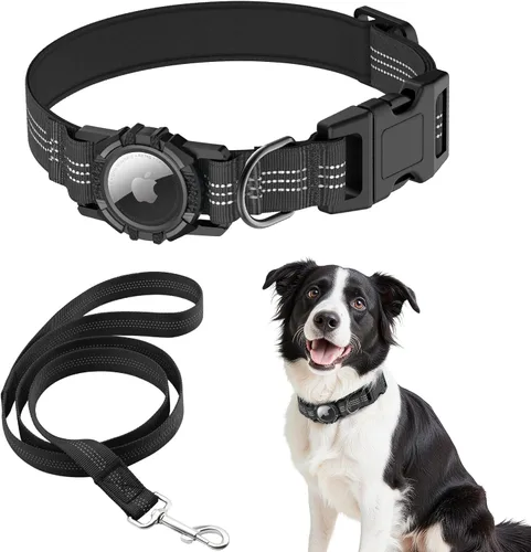 Vista 12 de Collar para Perros AirTag, Impermeable IP68 Collares para Perros con Air Tag Integrado Reflectantes, Ultra-Duradero, Cómodo Acolchado, Collares