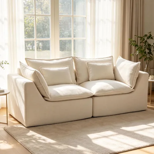 Vista 13 de Sofás seccionales de nube deshuesada de 110 pulgadas para sala de estar, sofá modular en forma de L con otomana, moderno y cómodo sofá nube con Negro