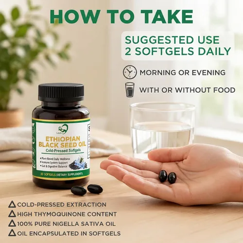 Vista 7 de Organic Black Seed Oil Capsules 1000mg, Rich in 4.64% Thymoquinone (TQ)，