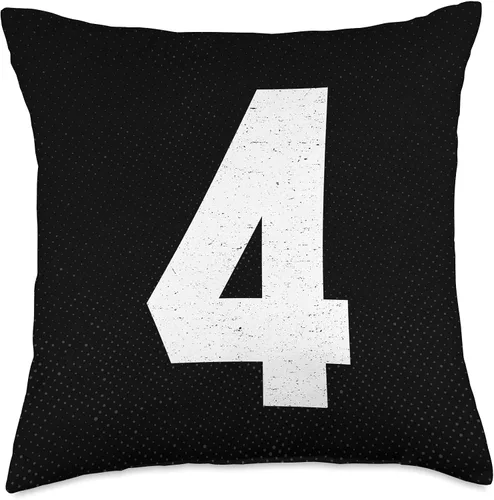 Vista 5 de Jersey Uniform Number 4 Number #4 - Almohada deportiva de estilo atlético, 16 x 16 pulgadas, multicolor