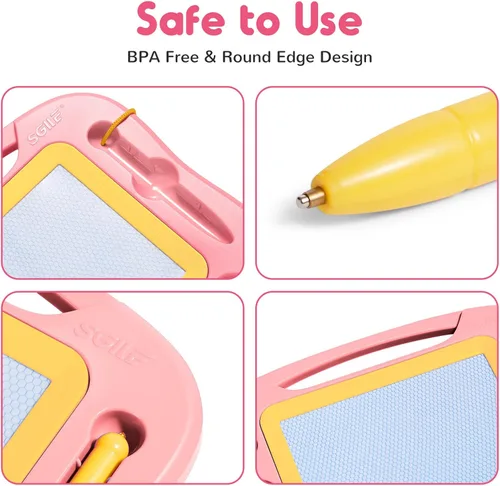 Vista 4 de SGILE Tablero magnético de dibujo para niños, juguetes para niños pequeños de 1, 2, 3, 4 años, bloc de bocetos y bocetos con 4 sellos, juguetes