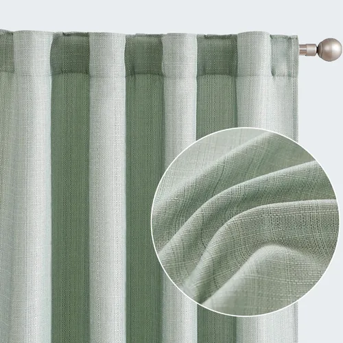 Vista 18 de JINCHAN Cortinas de lino beige para sala de estar y dormitorio, cortinas texturizadas de 63 pulgadas de largo, cortinas de estilo rústico de tejido