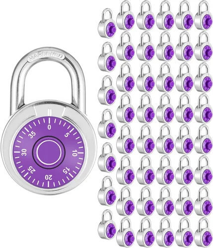 Vista 9 de Candado combinado, 1.969 in, esfera morada, paquete de 1 Esfera fija con diferentes combinaciones, para gimnasio y casillero, escuela, caja