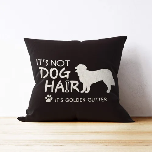 Vista 3 de Mancheng-zi Funda de almohada reservada para The Dog, regalo de decoración Golden Retriever para mujeres (18 x 18 pulgadas, negro)