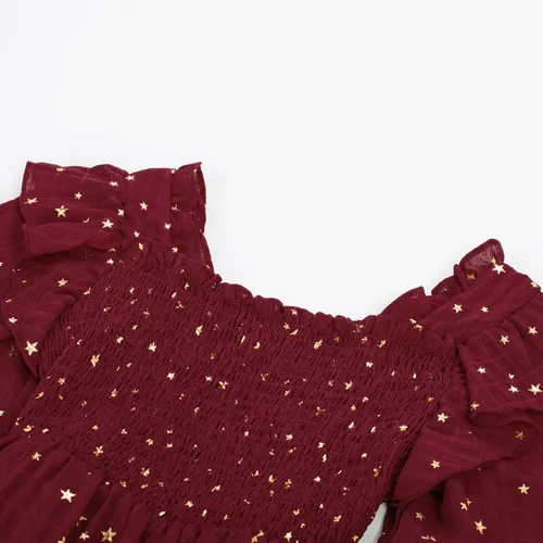 Vista 7 de GRACE KARIN Vestido de otoño para niñas, de manga larga, con volantes, escalonado, brillante, vestido de fiesta de invierno para niñas, talla 5-12