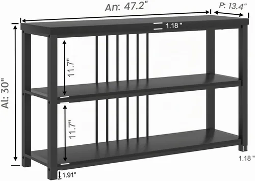 Vista 2 de FOLUBAN Mesa de entrada, moderna mesa consola de sofá con estante de almacenamiento de 3 niveles para sala de estar, pasillo, vestíbulo, roble negro
