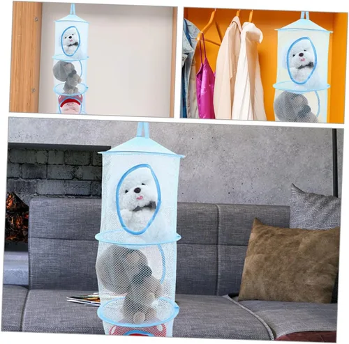 Vista 8 de Hemoton 2 redes de almacenamiento de animales de peluche, organizadores plegables para habitación de niños y niñas, prácticas hamacas colgantes