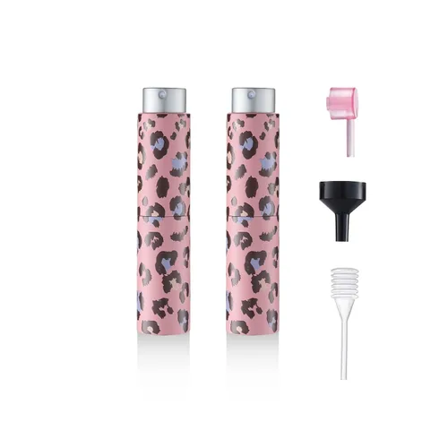 Vista 8 de Botella de perfume de viaje de 0.3 fl oz recargable (estampado de leopardo) Mini botella atomizador portátil para colonia y perfume (5 unidades)