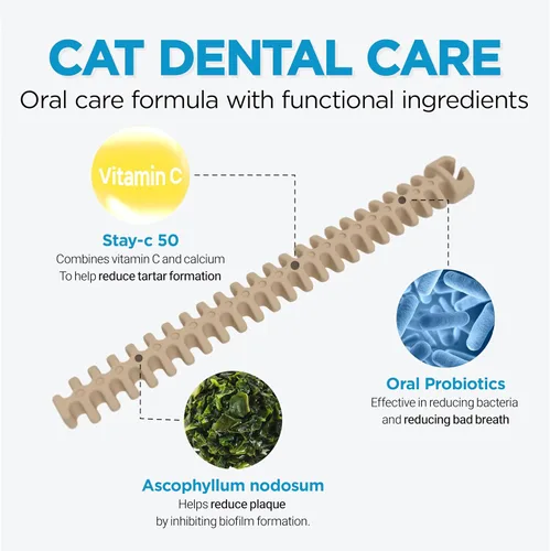 Vista 3 de CATZZLE Golosinas para gatos, masticables dentales para gatos de interior, limpieza de dientes de gato, aperitivos para el cuidado dental – control