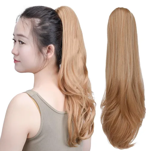 Vista 58 de SYXLCYGG Auburn Clip Cola de caballo Clip Cola de caballo Extensión de cola de caballo ondulado 10 pulgadas 3.5 oz pelo sintético falso pieza