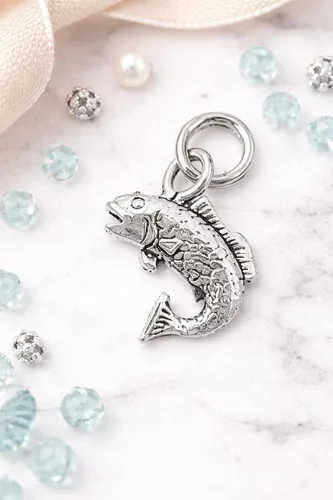 Vista 3 de Charm de plata esterlina 3D Small Bass Fish Item #307, Plata esterlina