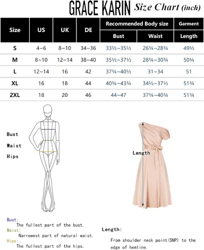 Vista 4 de GRACE KARIN Vestido de fiesta de cóctel sin mangas con un hombro descubierto para mujer, vestido de satén con mangas casquillo y lazo en la cintura