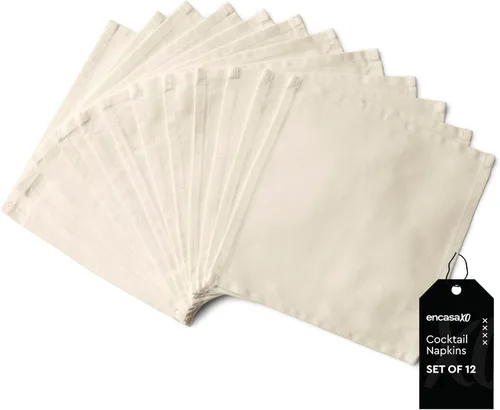 Vista 44 de Encasa XO Juego de 12 servilletas de tela de cóctel Servilletas de mesa de algodón puro Tamaño (9 x 9 pulgadas) B gris sólido Lavable a