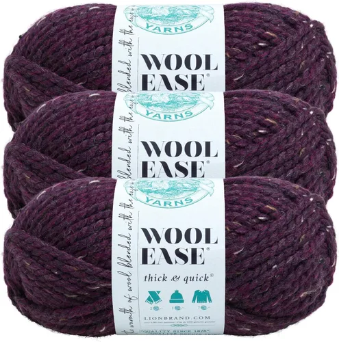 Vista 55 de Lion Brand Yarn - Ovillo de lana Wool-Ease Thick & Quick color fuerza aérea Super Bulky Wool Acrylic Blend Fiber for Soft Hats, Sweaters, Chunky